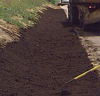 Compost in drainage swale